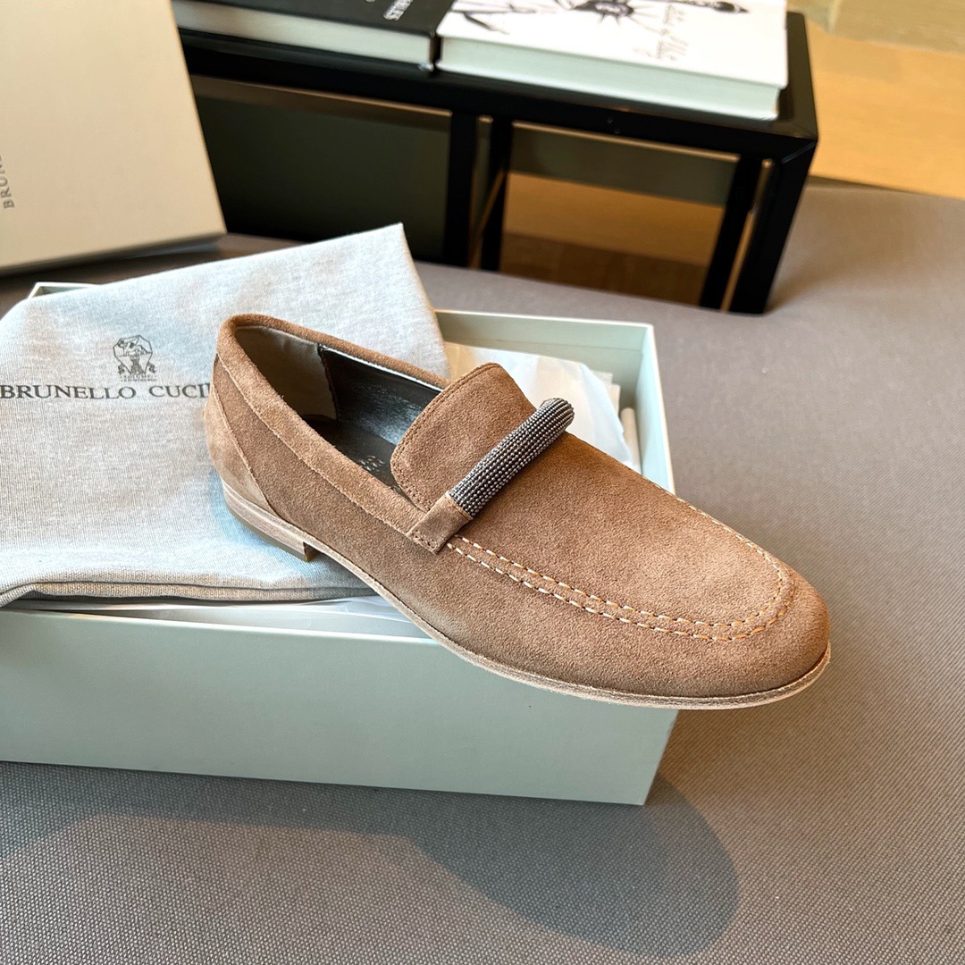 GIÀY BRUNELLO CUCINELLI brown suede loafer