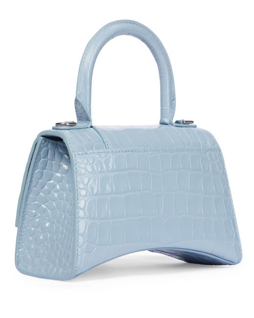 TÚI BALENCIAGA Hourglass XS croc-embossed leather shoulder bag