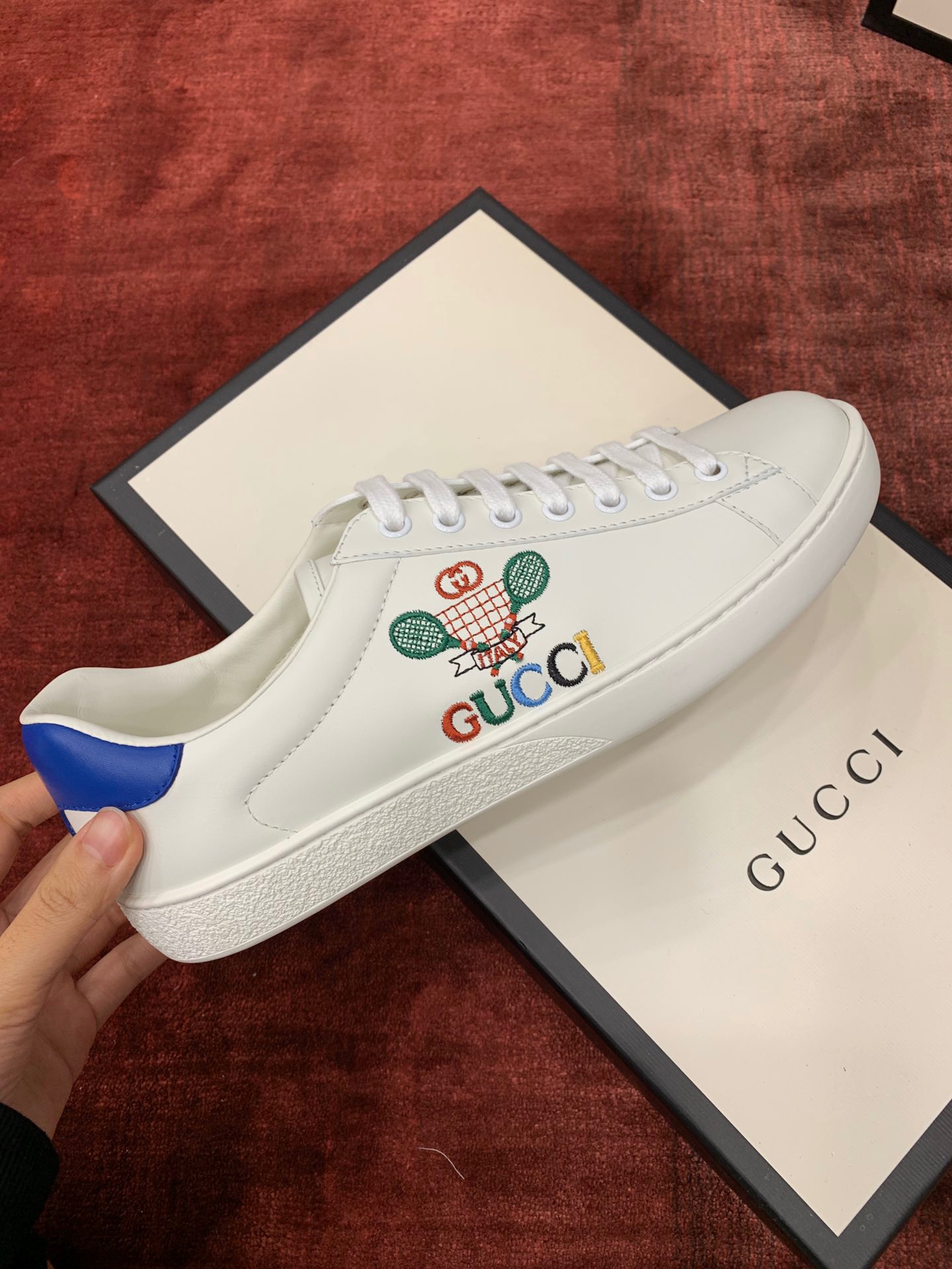 GIÀY GUCCI Leather Ace Sneakers Tennis White