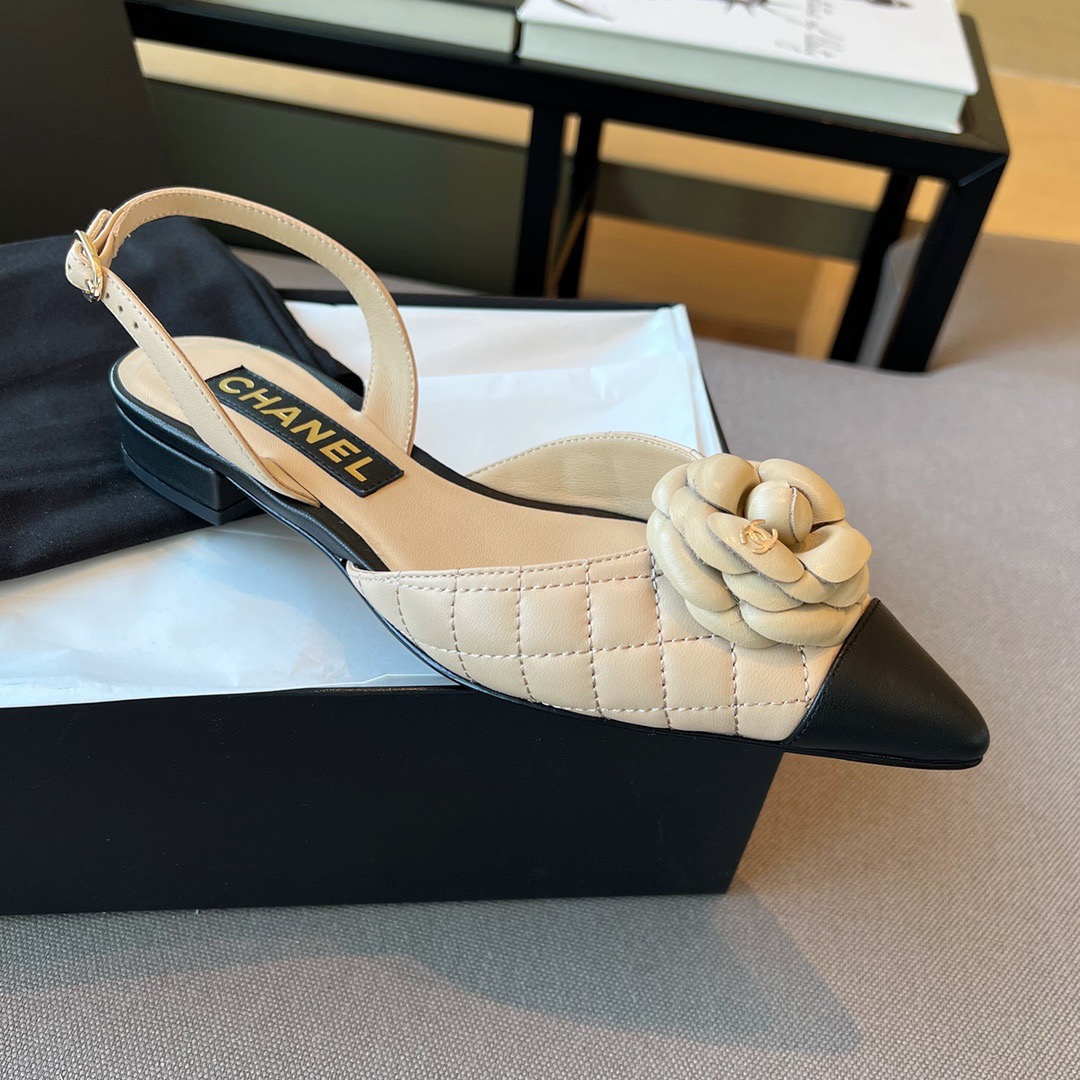 GIÀY CHANEL Camellia Flower Leather Sling Back