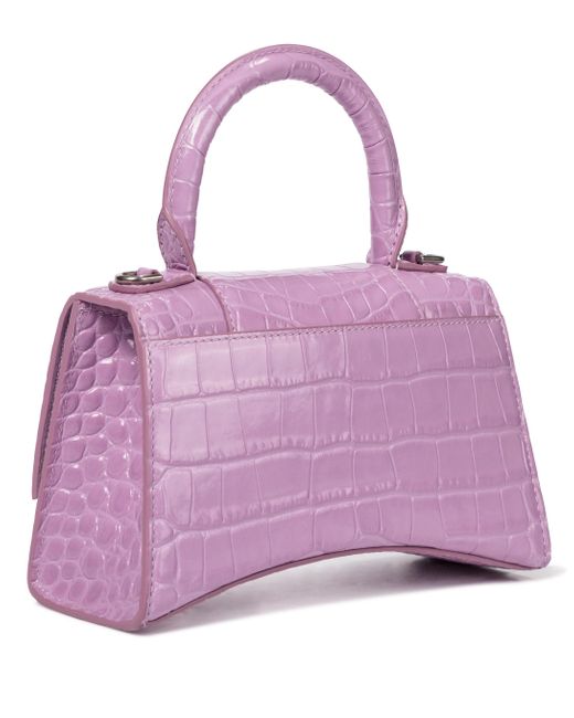 TÚI BALENCIAGA Hourglass XS croc-embossed leather shoulder bag