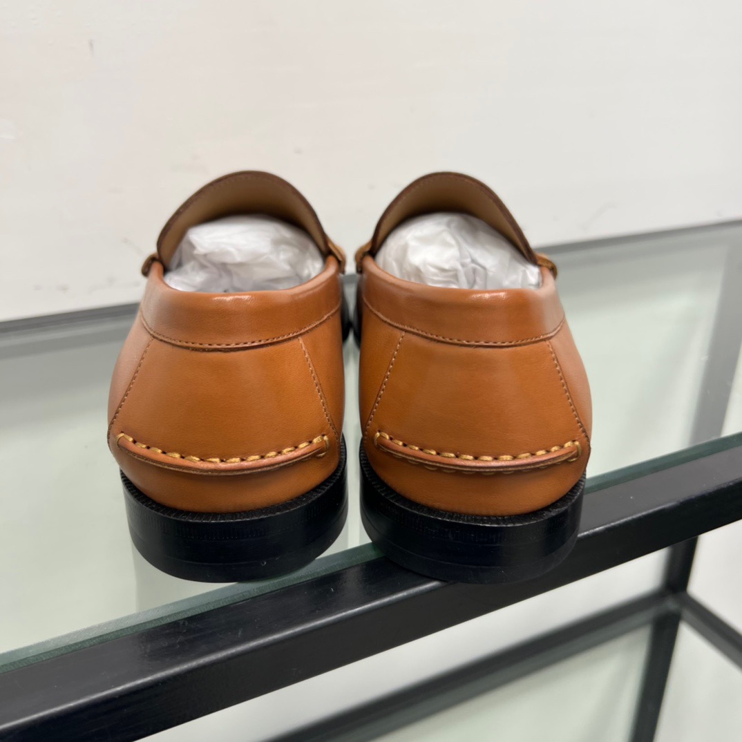 GIÀY GUCCI GG LEATHER  LOGO LOAFER SHOES