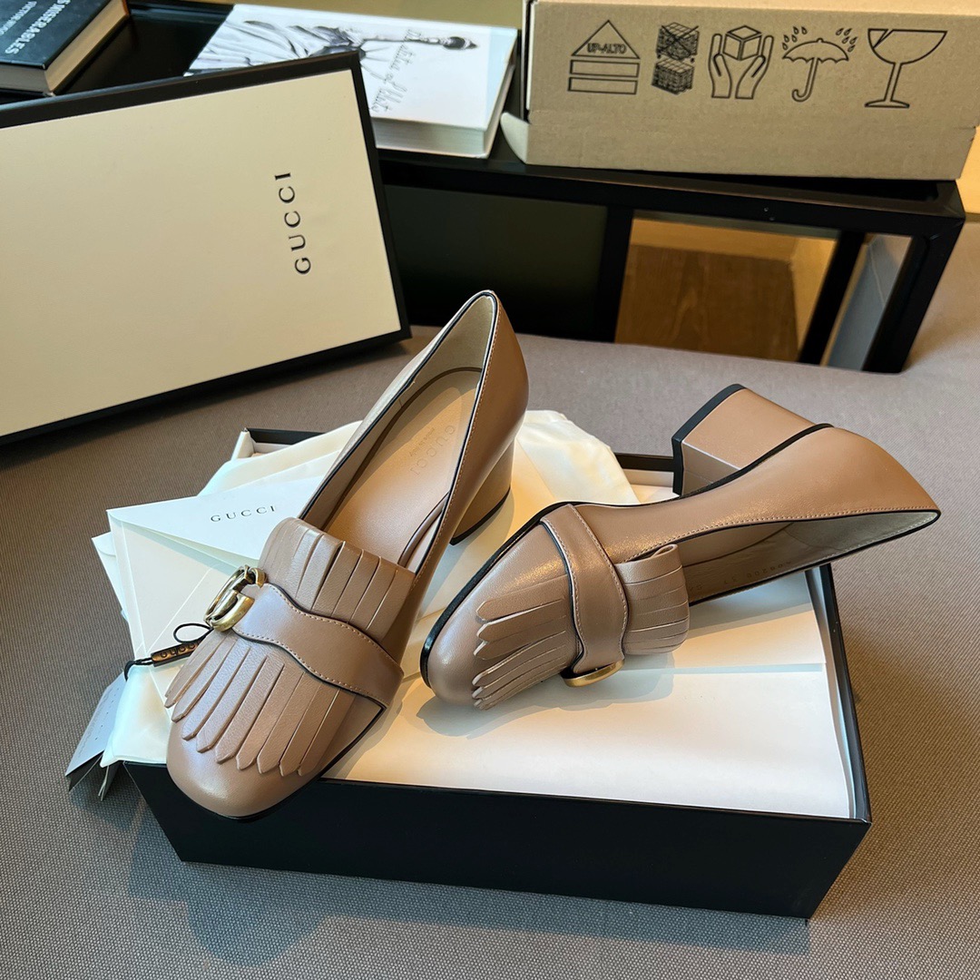 GIÀY GUCCI GG LEATHER LOGO LOAFER SHOES