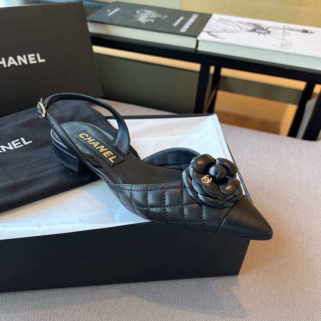 GIÀY CHANEL Camellia Flower Leather Sling Back