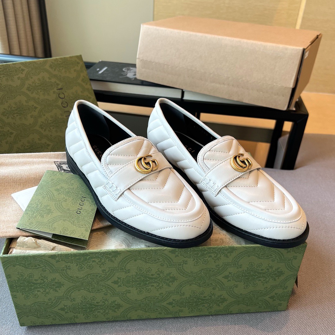 GIÀY GUCCI GG LEATHER LOGO LOAFER SHOES