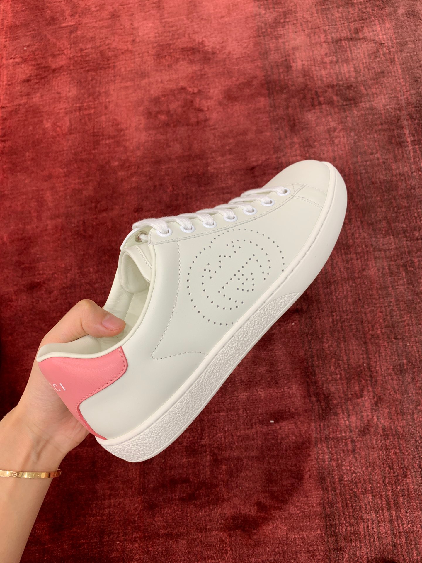 GIÀY GUCCI Leather Ace Sneakers Interlocking GG White