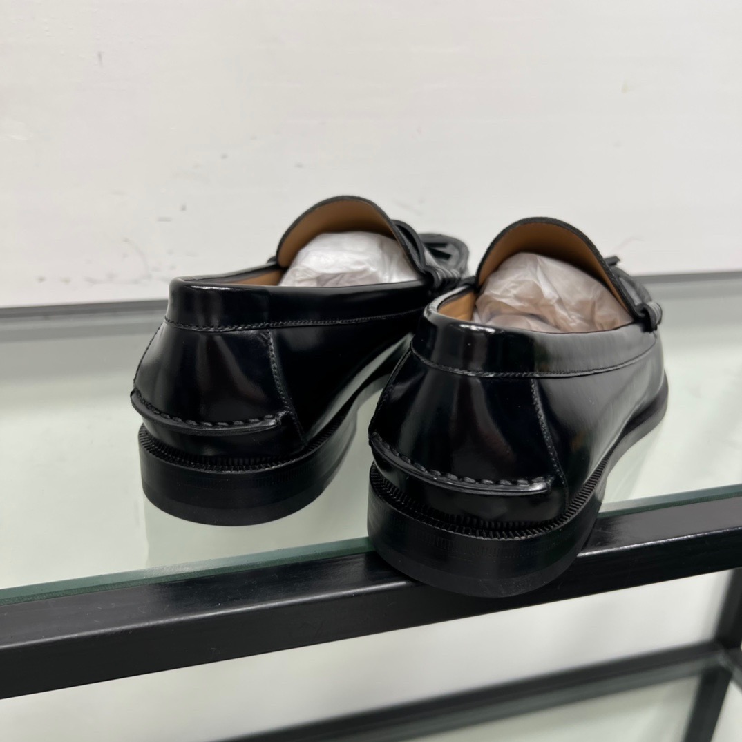 GIÀY GUCCI GG LEATHER  LOGO LOAFER SHOES