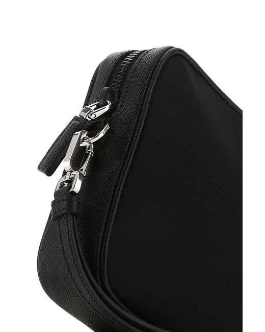 TÚI Prada Black Logo  Plaque Travel Clutch