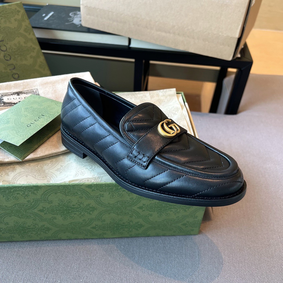 GIÀY GUCCI GG LEATHER LOGO LOAFER SHOES