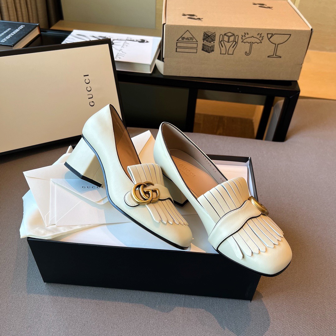GIÀY GUCCI GG LEATHER LOGO LOAFER SHOES