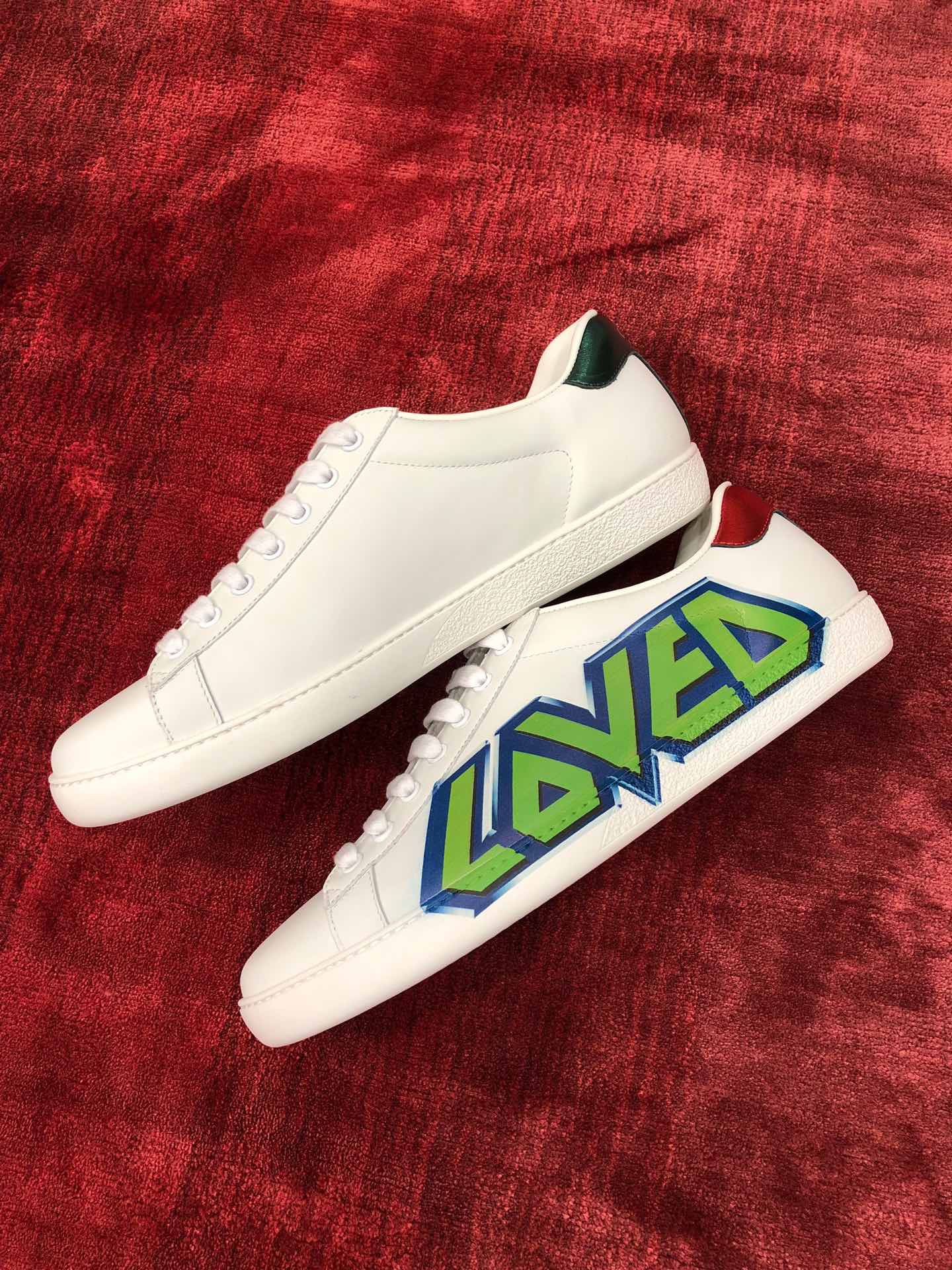 GIÀY GUCCI Leather Ace Sneakers Love White