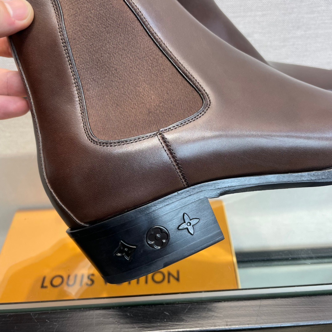 GIÀY LOUIS VUITTON BROWN LEATHER BOOTS SHOES