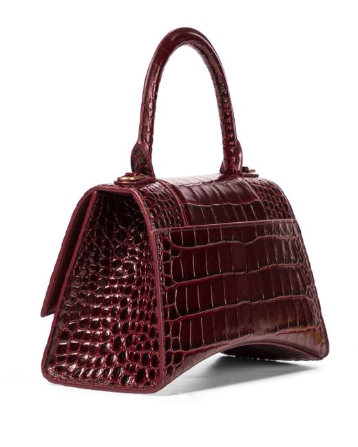 TÚI BALENCIAGA Hourglass XS croc-embossed leather shoulder bag