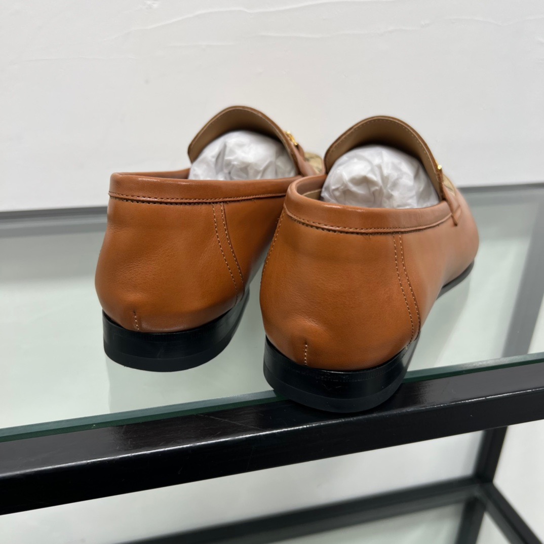 GIÀY GUCCI GG LEATHER AND CANVAS LOGO LOAFER SHOES