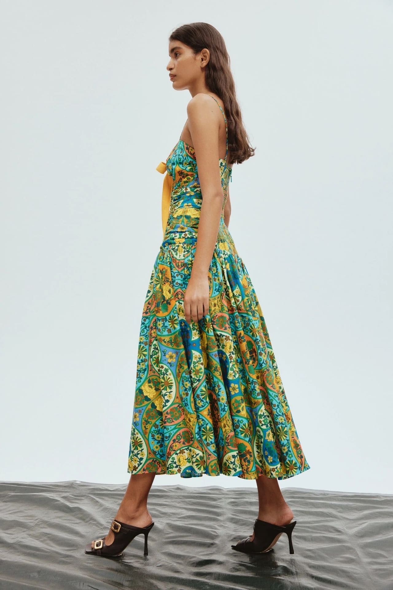 VÁY ALEMAIS HỌA TIẾT HOA LÁ XANH ALEMAIS RAMIE VELMA IN COTTON High Classy