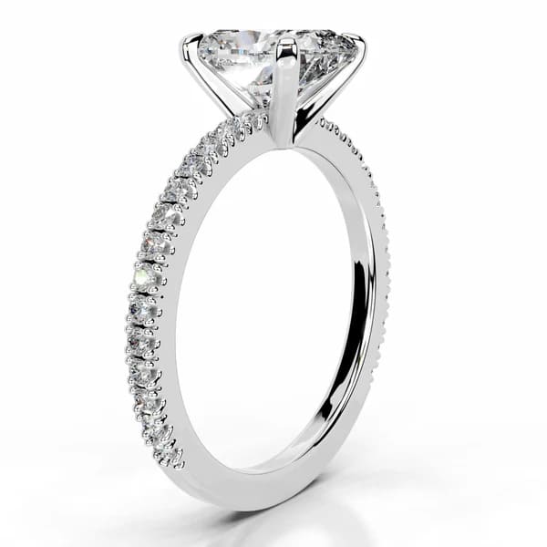 Nhẫn kim cương nhân tạo hình chữ nhật bo tròn vàng trắng 18K