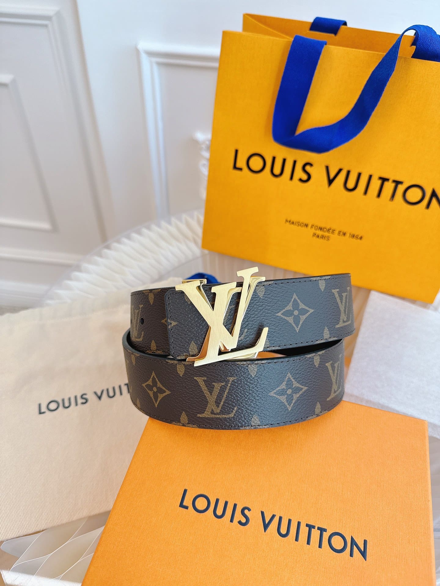 DÂY LƯNG LOUIS VUITTON DOUBLE LV BROWN MONOGRAM LEATHER Khóa bạc
