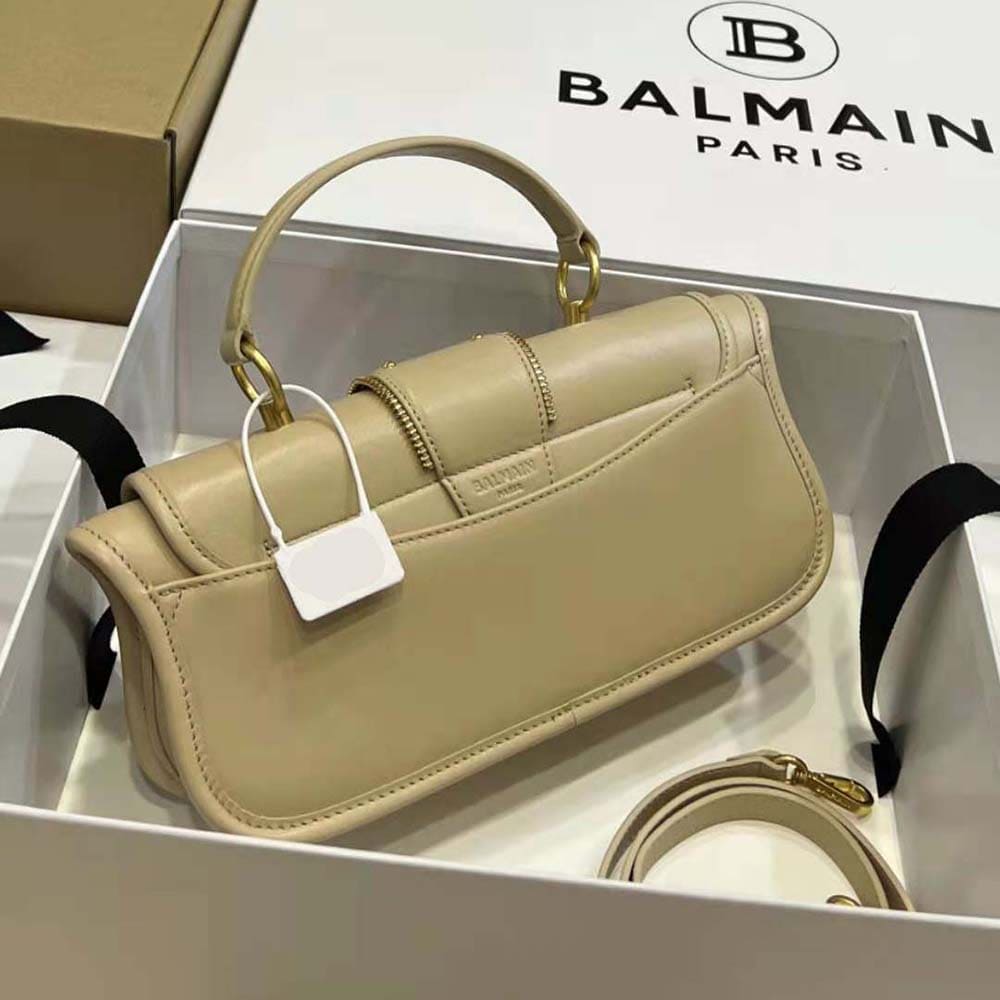 TÚI Balmain Women Blaze Clutch Bag in Smooth Leather-Beige