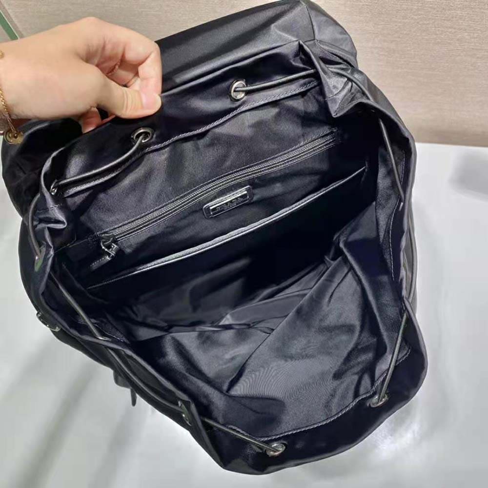 BALO Prada Unisex Re-Nylon and Saffiano Leather Backpack with Triangle Logo-Black