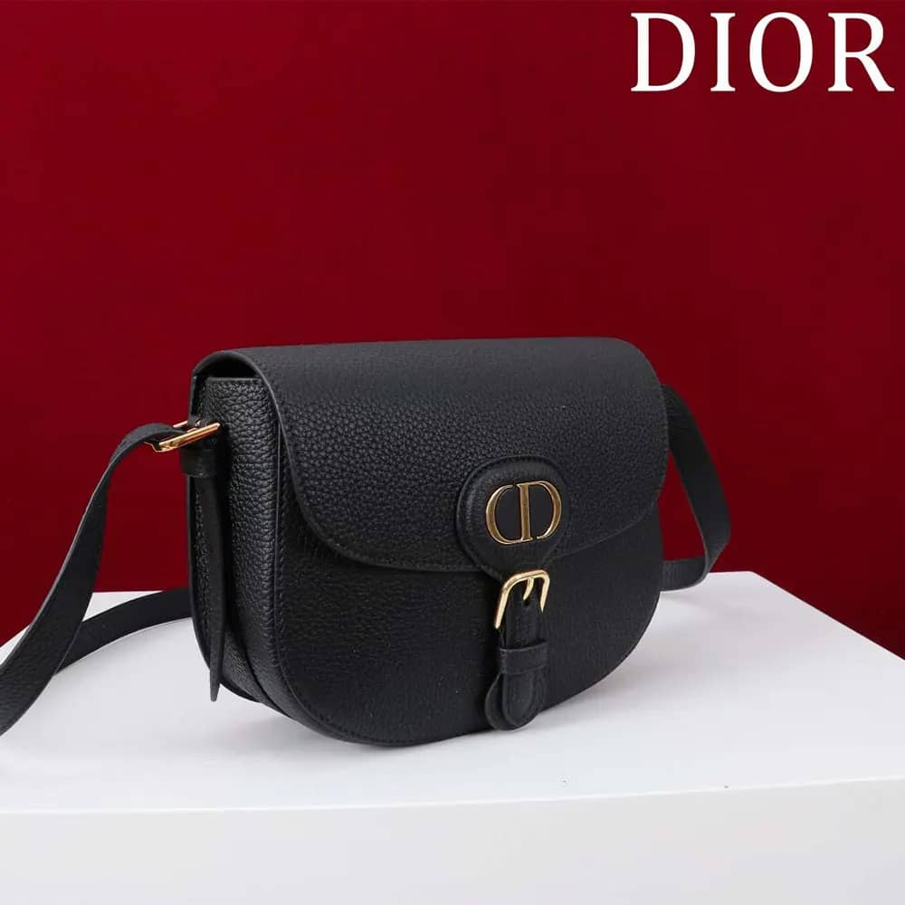 TÚI Dior Women Bobby East-West da bê vân đen cỡ trung
