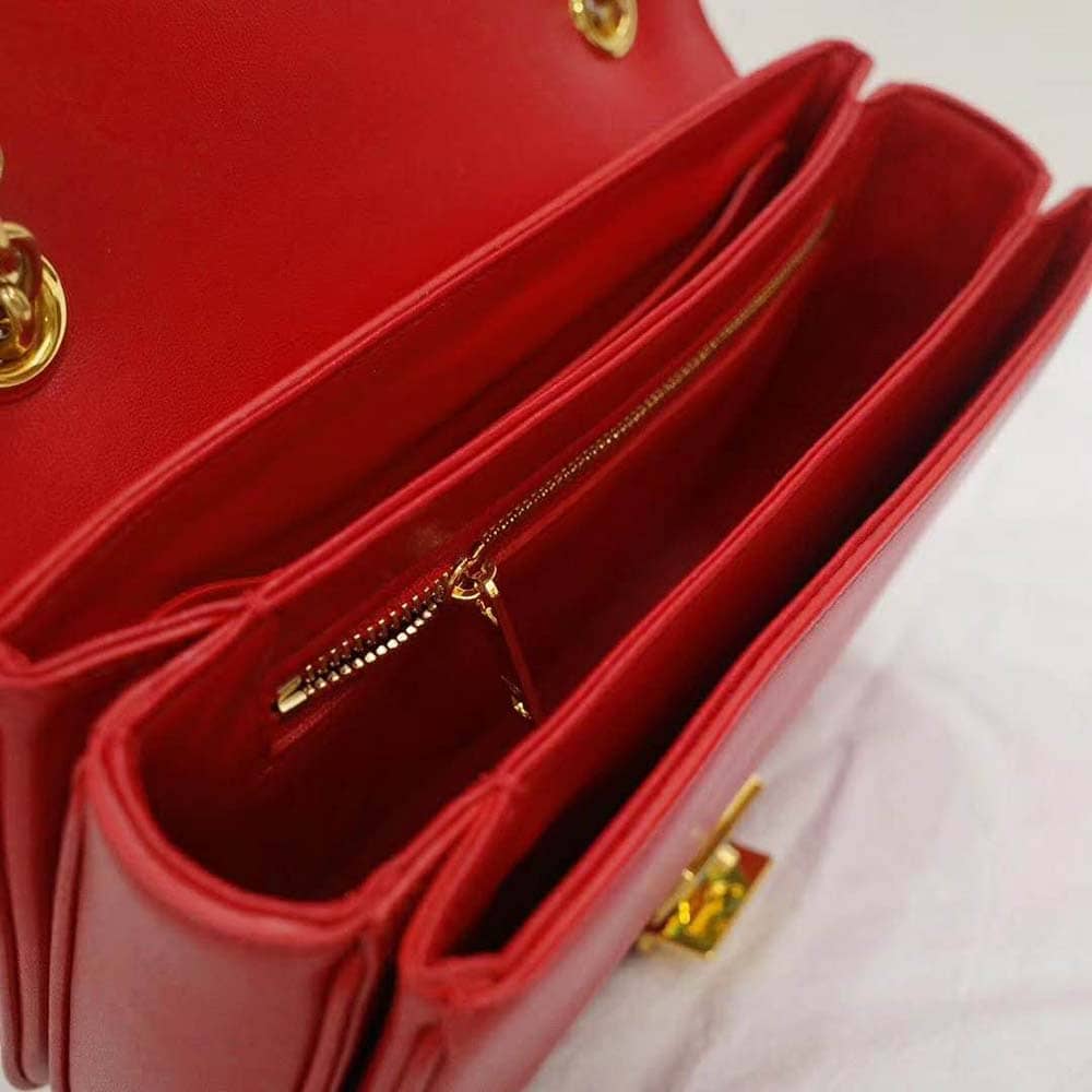 TÚI Celine Women Medium C Bag in Shiny Calfskin Leather-Red