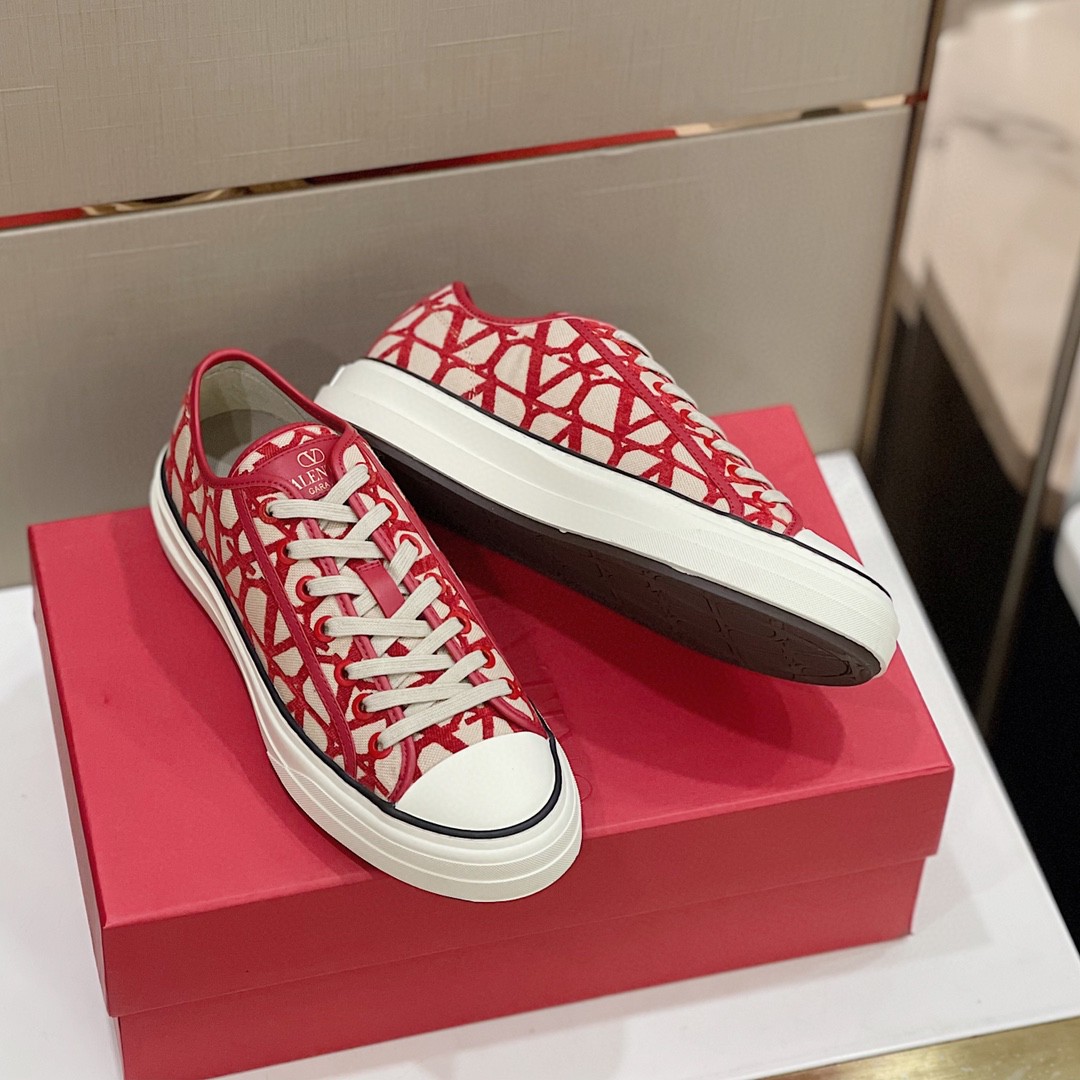 GIÀY VALENTINO CANVAS LEATHER SNEAKER SHOES AAA