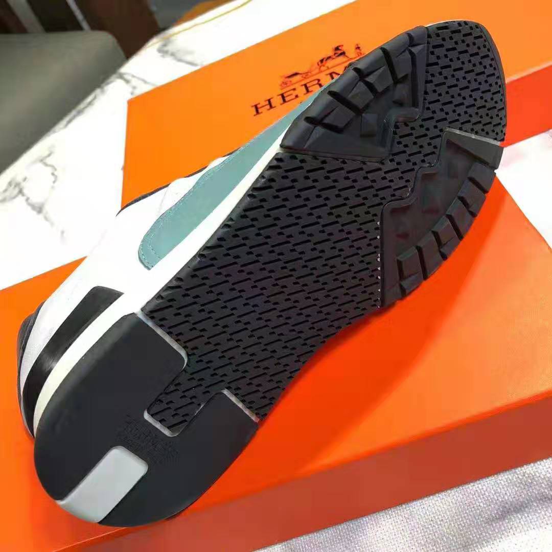 GIÀY HERMES Trail sneaker in Calfskin-Olive