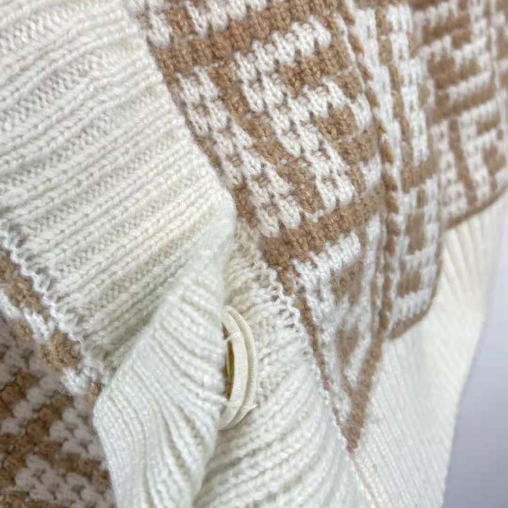 ÁO Fendi Women Brown FF Crocheted Cashmere Cardigan