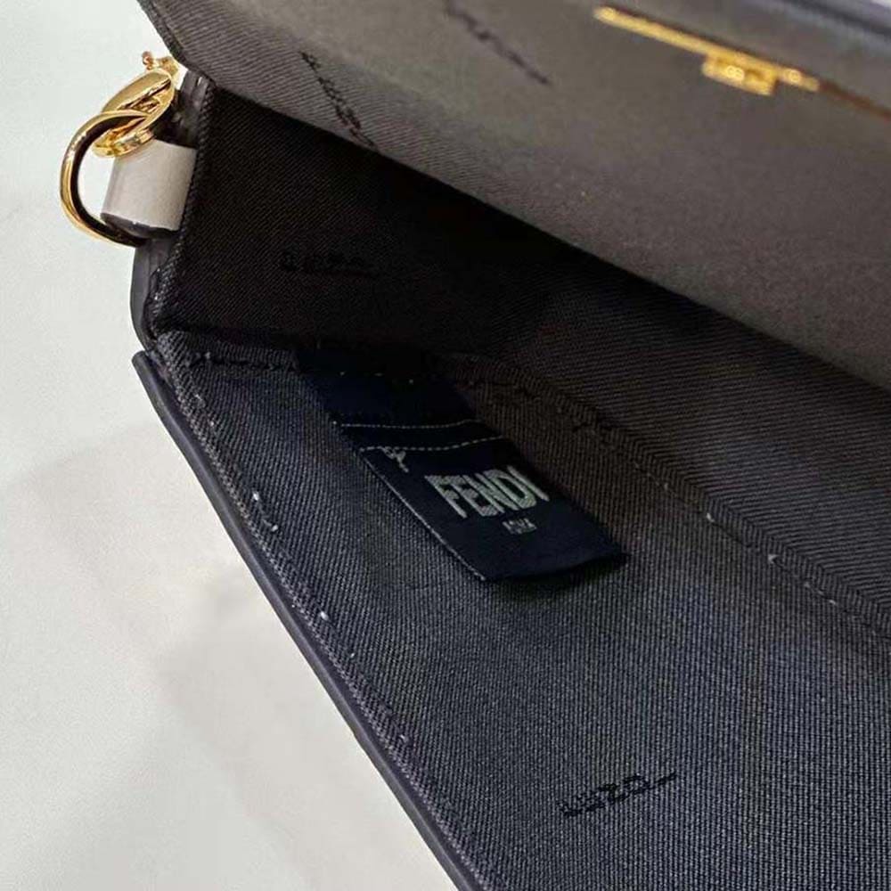 TÚI Fendi Women Fendigraphy Phone Pouch White Leather Wallet