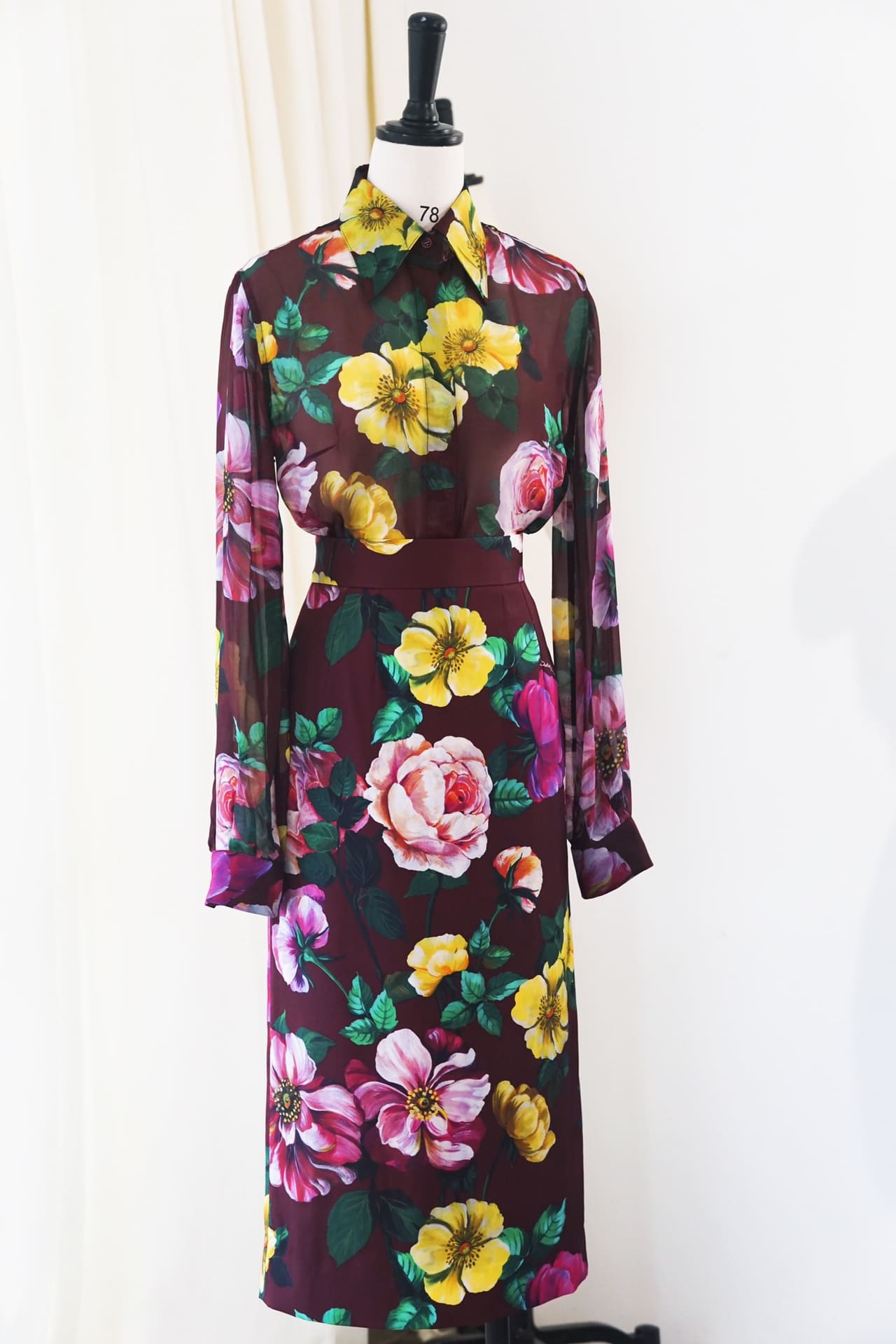 BỘ ĐỒ DOLCE & GABBANA HIGH NECK YELLOW PINK FLORAL PARTY High Classy