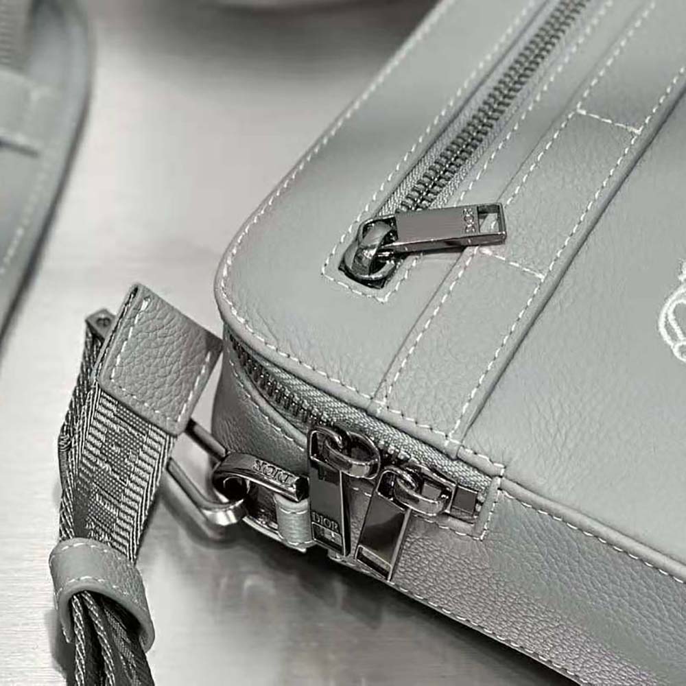 TÚI DIOR Safari Messenger Bag Dior Gray Grained Calfskin with Christian Dior 1947 Signature