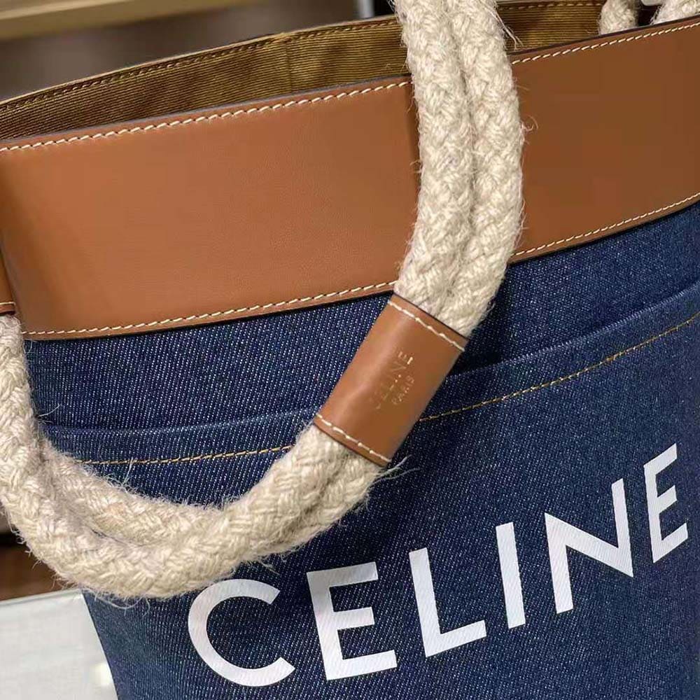 TÚI Celine Women Bucket Celine in Denim with Celine Print and Calfskin