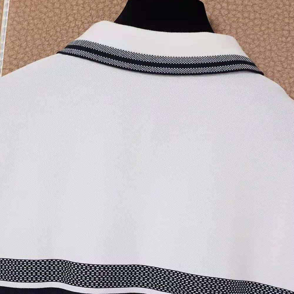 Váy Dior Women Dioriviera Polo Shirt Dress White and Navy Blue Cotton Jersey