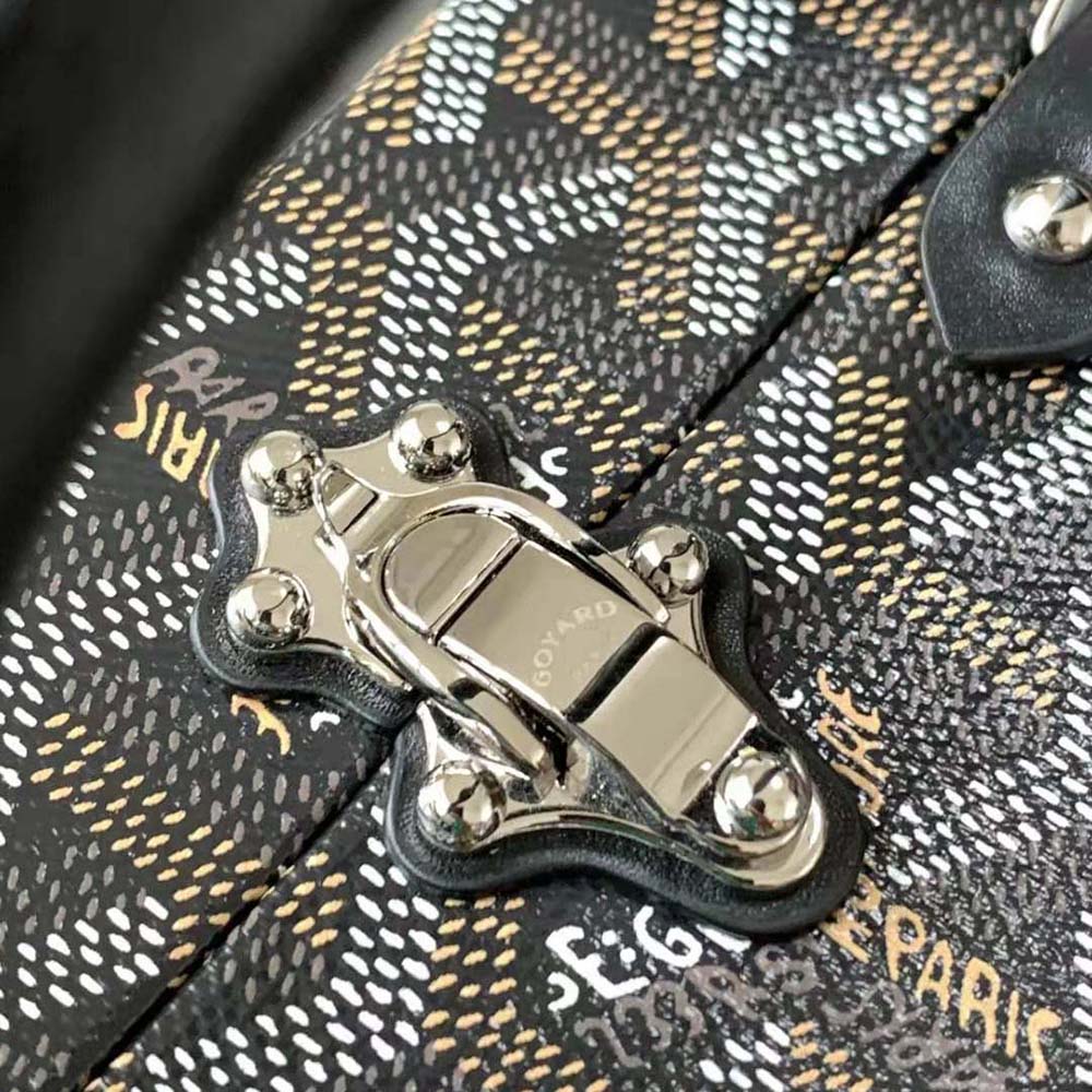 TÚI Goyard Women Sac Malle Grand Hôtel in Goyardine Canvas & Clamecy Calfskin-Black