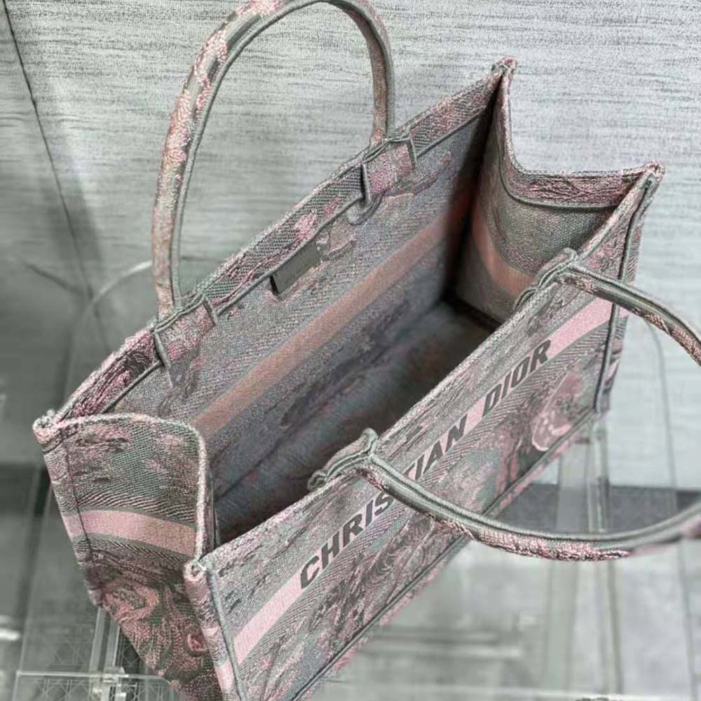 TÚI Dior Women Medium Dior Book Tote Pink Multicolor Toile de Jouy Voyage Embroidery