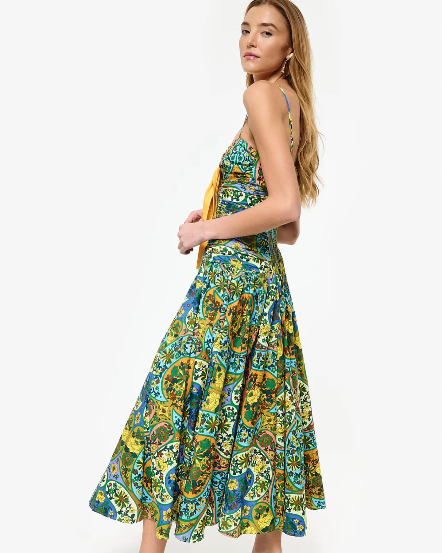 VÁY ALEMAIS HAI DÂY HỌA TIẾT HOA LÁ ALEMAIS SOPHIE IN COTTON High Classy