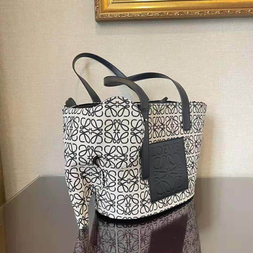 TÚI LOEWE Elephant Basket Bag bằng vải Jacquard Anagram và da bê