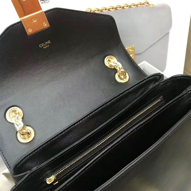 TÚI Celine Women Medium C Bag in Shiny Calfskin-Black