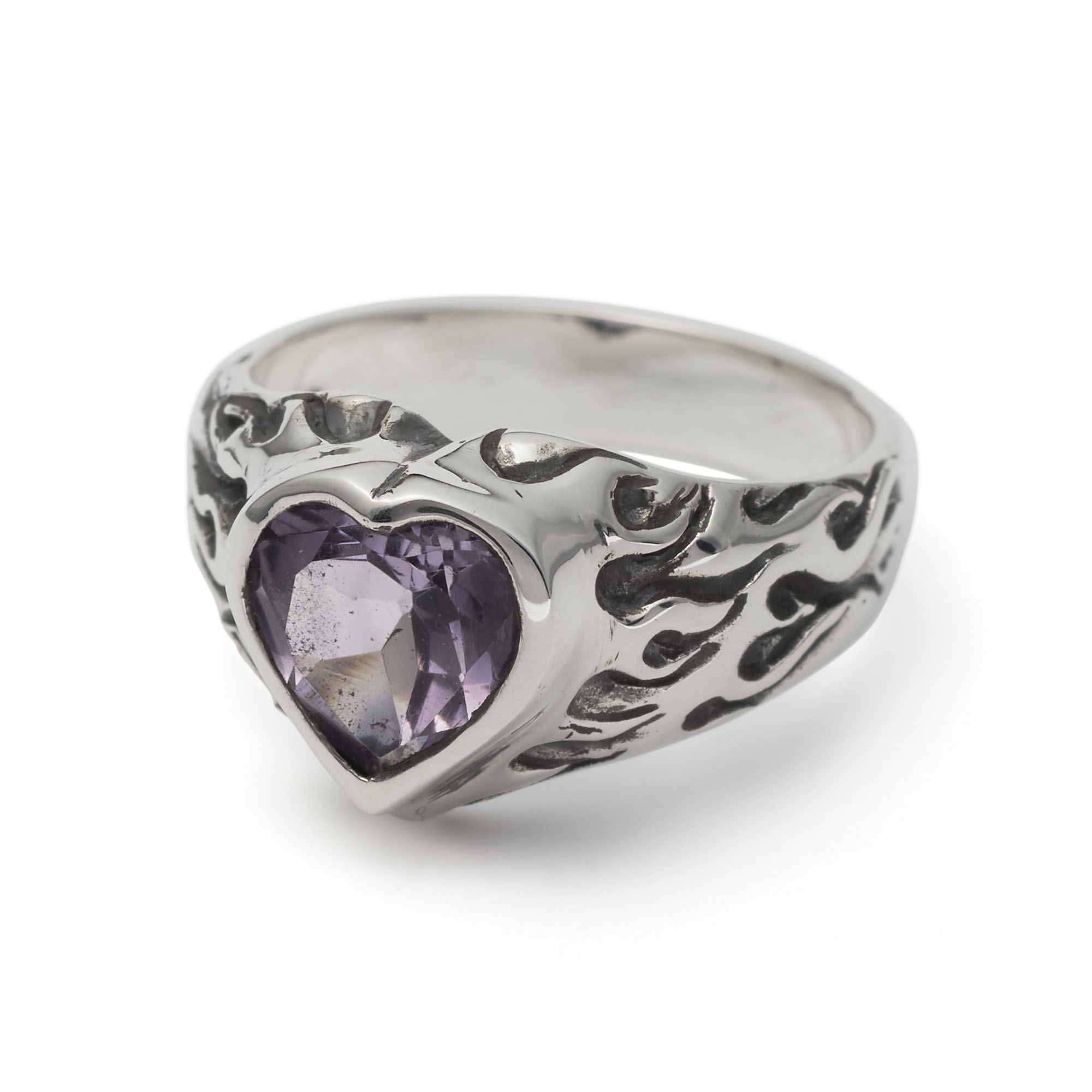 THE Flaming Heart Gem Ring silver sterling 925 Italia
