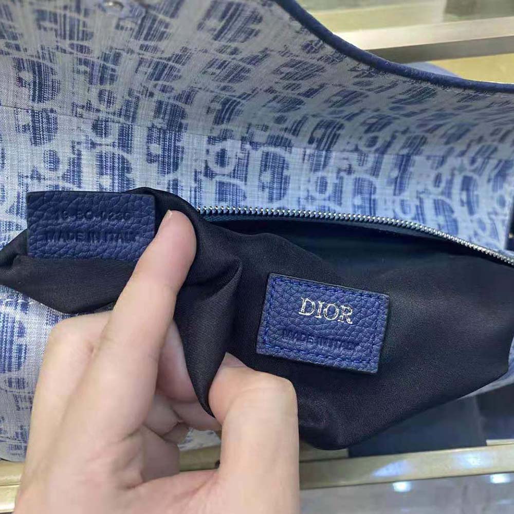 TÚI DIOR Saddle bag Blue Dior Oblique Kasuri jacquard