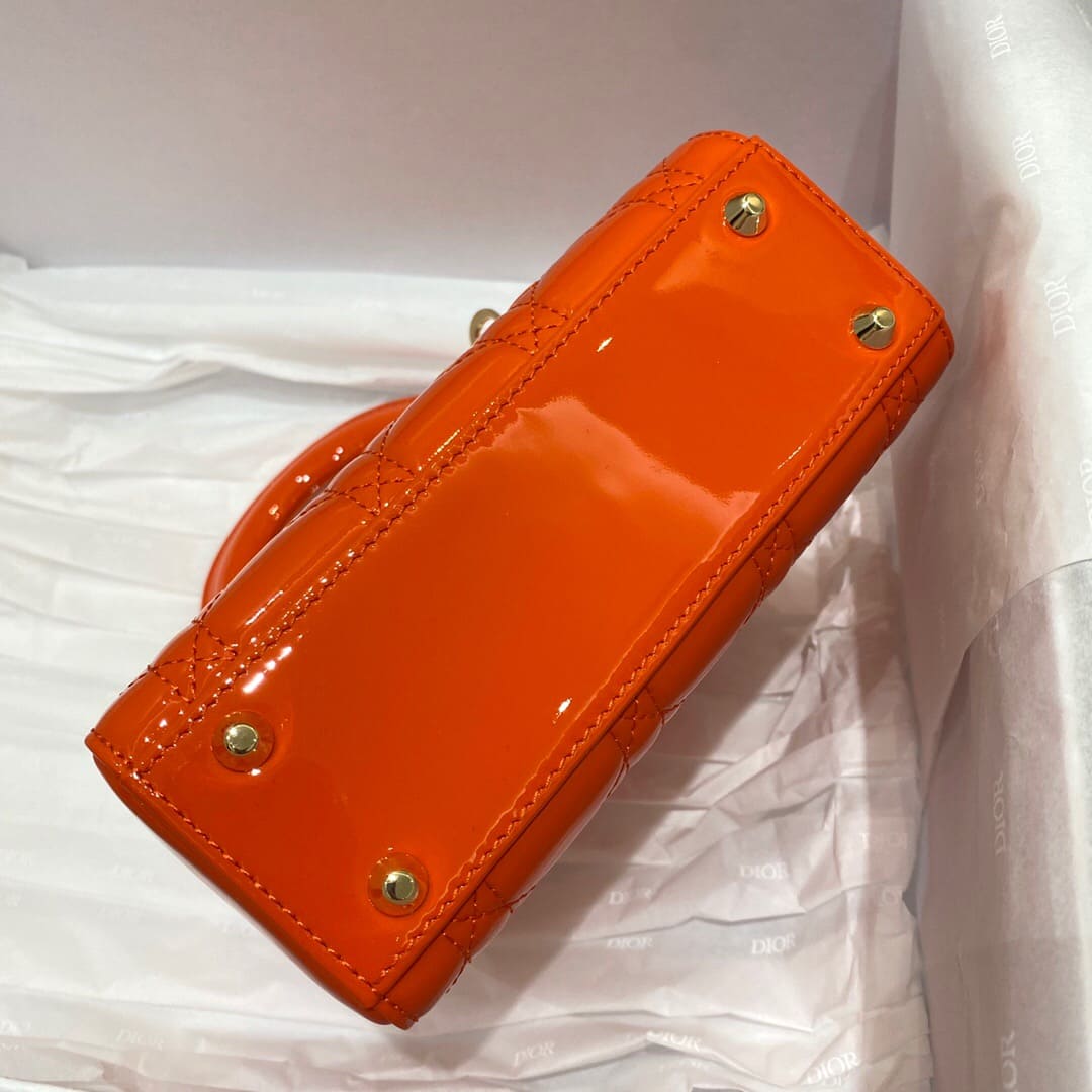 TÚI CHRISTIAN DIOR Lady Dior Bag Orange Cannage Lambskin
