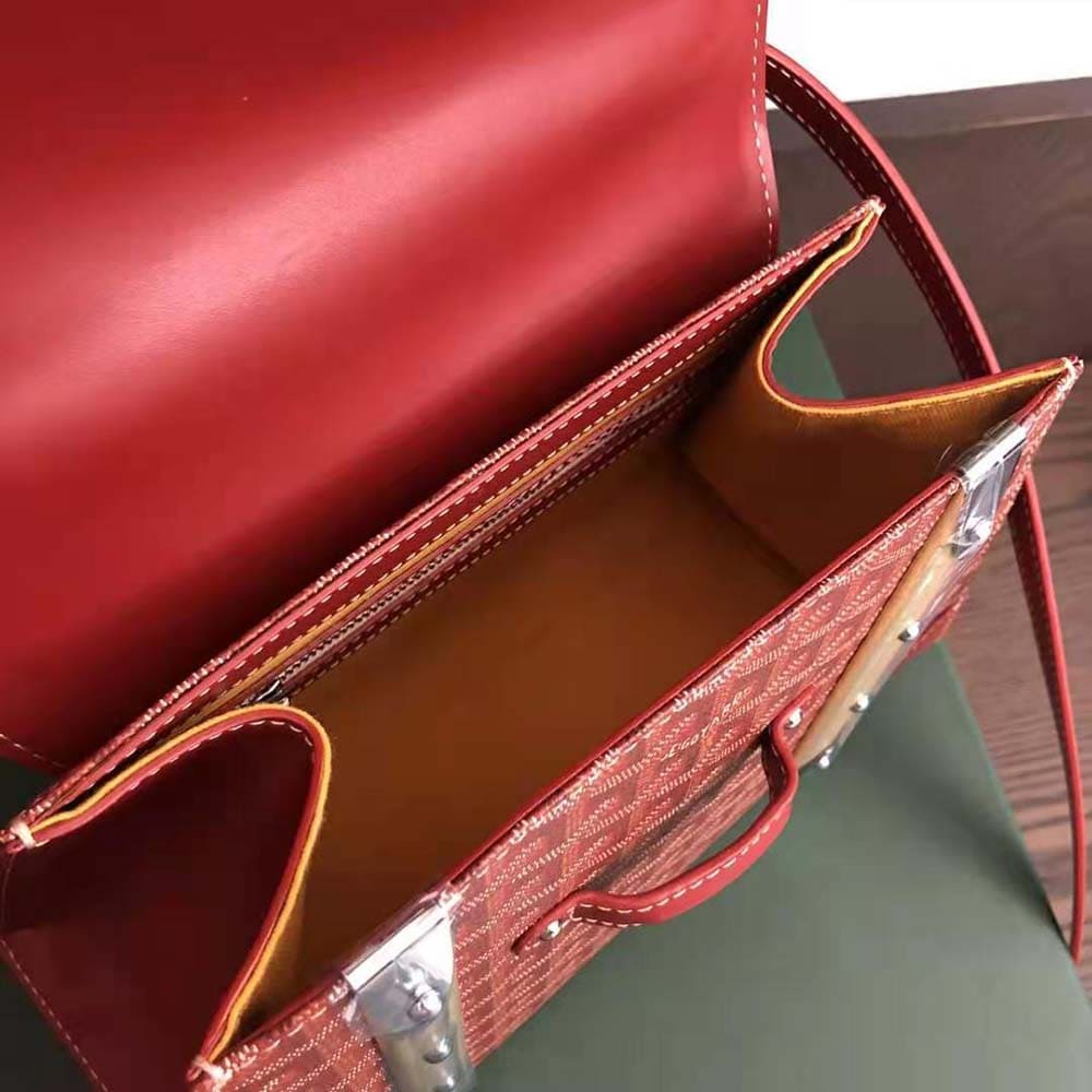 TÚI Goyard Women Sac Saïgon PM in Toile Goyardine & Clamecy Calfskin-Red