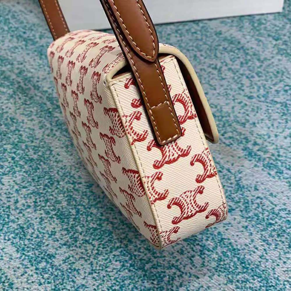 TÚI Celine Women Triomphe Shoulder Bag in Triomphe Canvas and Calfskin