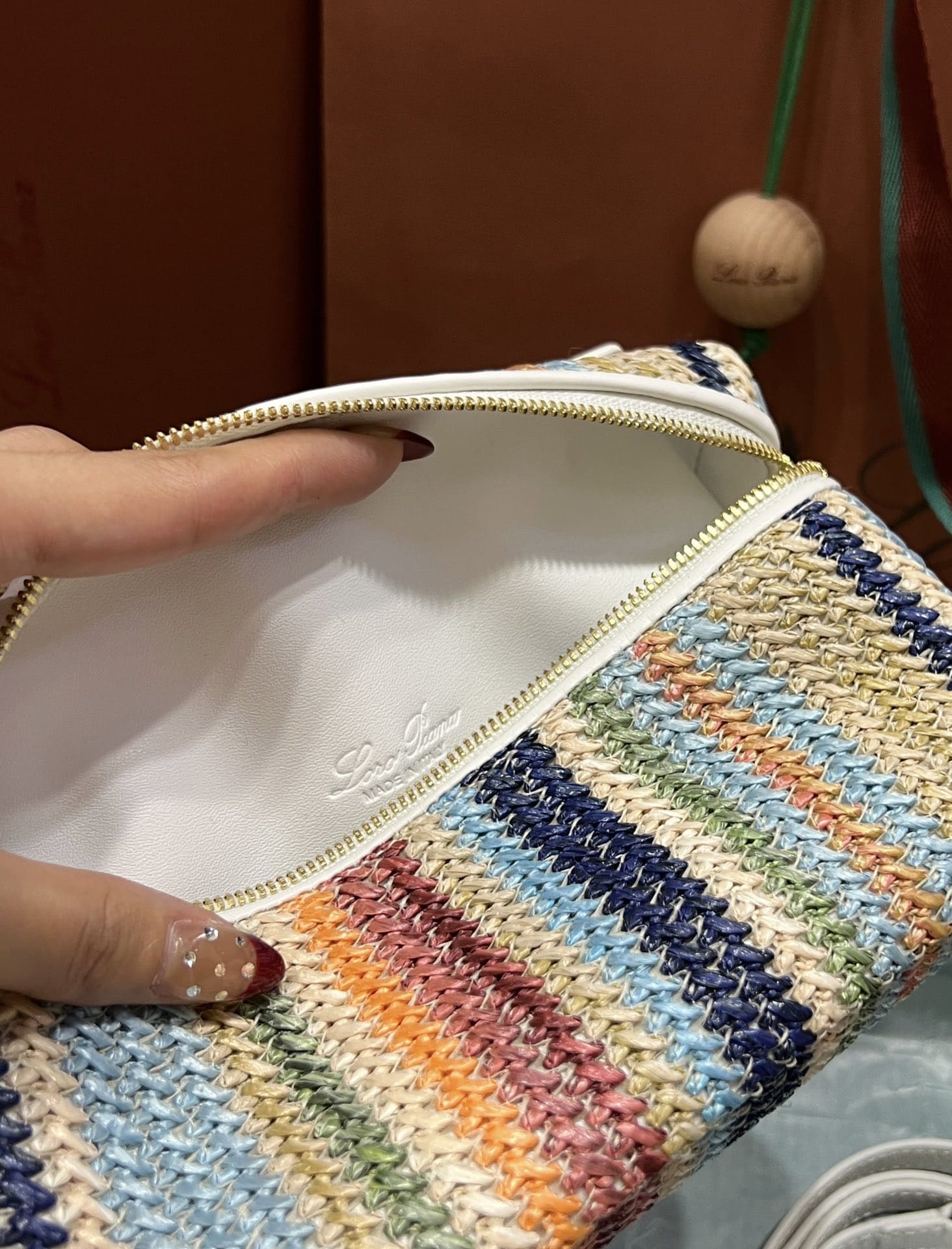 TÚI Loro Piana Women Extra bằng da bê kết hợp vải lanh