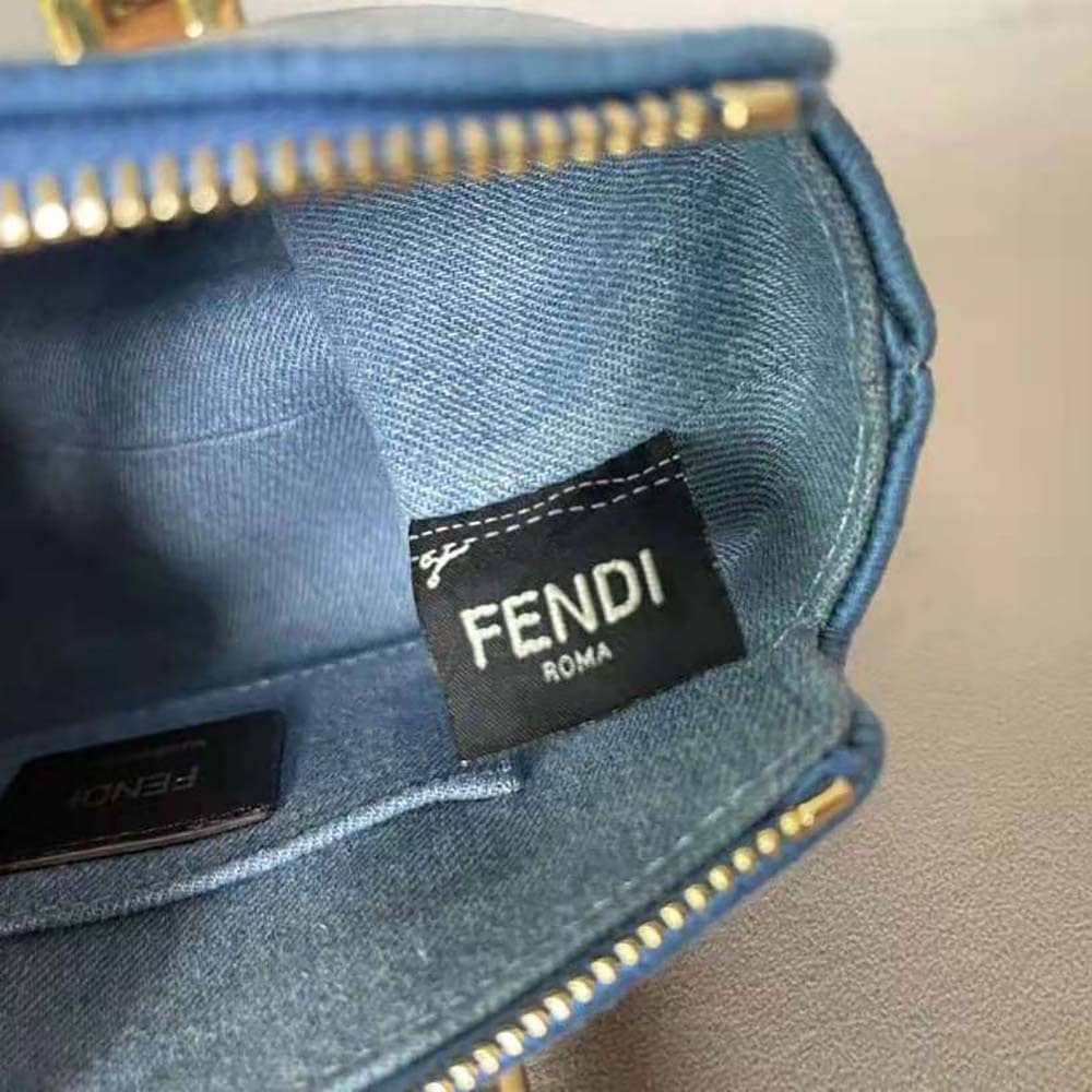 TÚI Fendi Women By The Way Mini Light Blue Denim Small Boston Bag