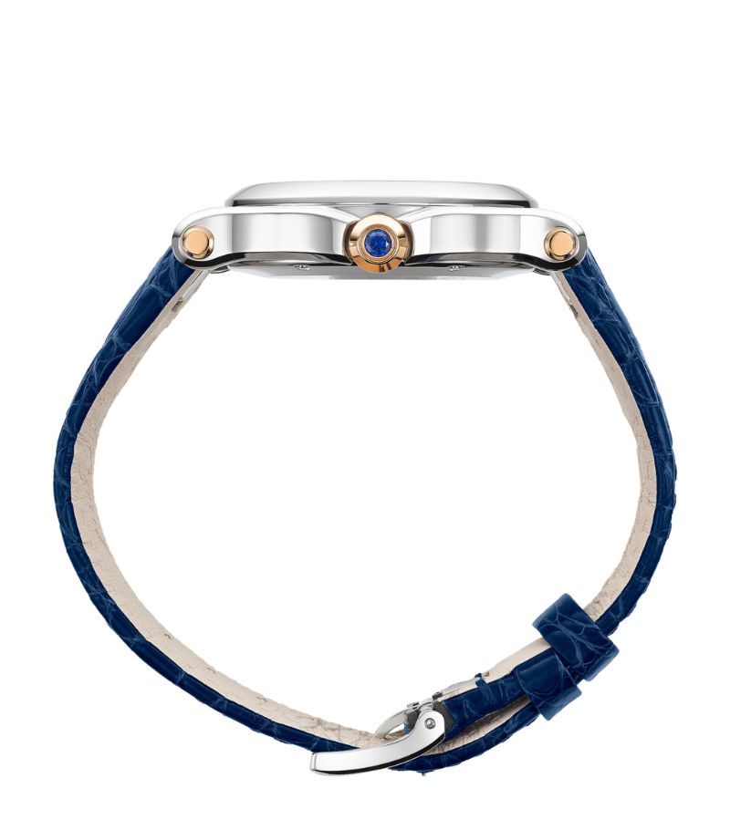 Đồng hồ CHOPARD Rose Gold and Diamond Happy Sport 36mm mặt số màu xanh