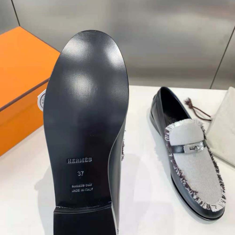 GIÀY Hermes Women Destin Loafer in Calfskin Leather-Black