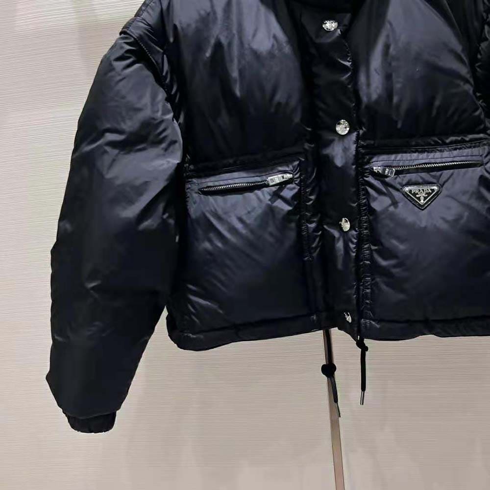 ÁO Prada Women Cropped Re-Nylon Down Jacket-Black