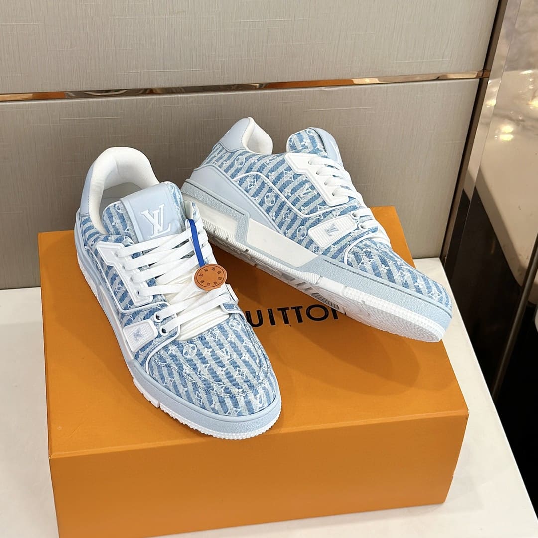 GIÀY LOUIS VUITTON TRAINER MONOGRAM DENIM SNEAKERS SHOES AAA
