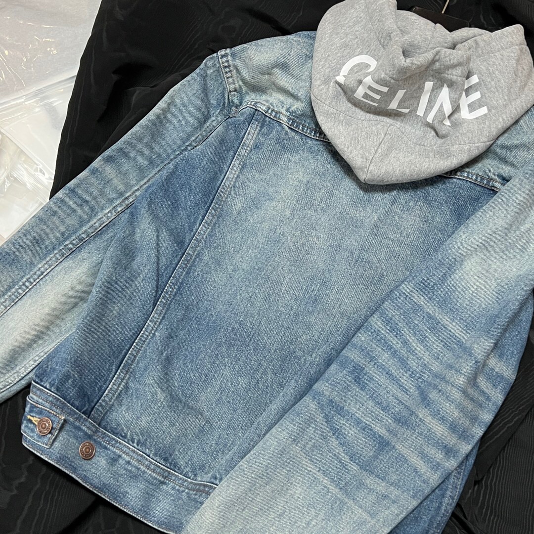 ÁO CELINE DENIM HOODIE JACKET